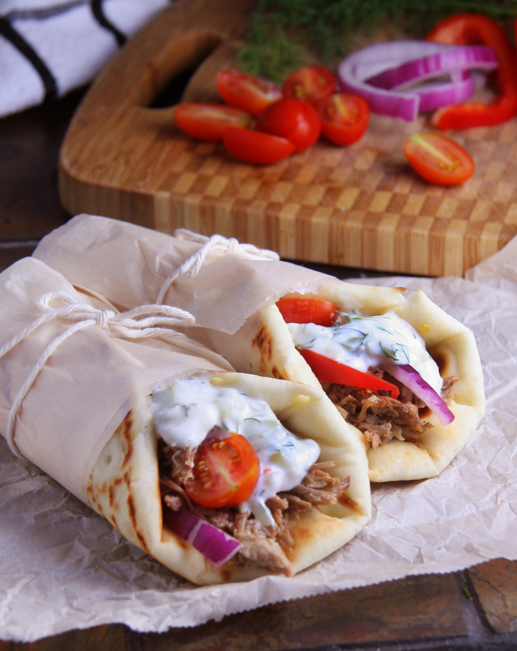 Greek Pulled Pork Pitas