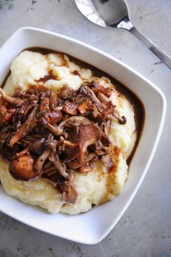 Balsamic Sauteed Wild Mushrooms Over Creamy Goat Cheese Polenta