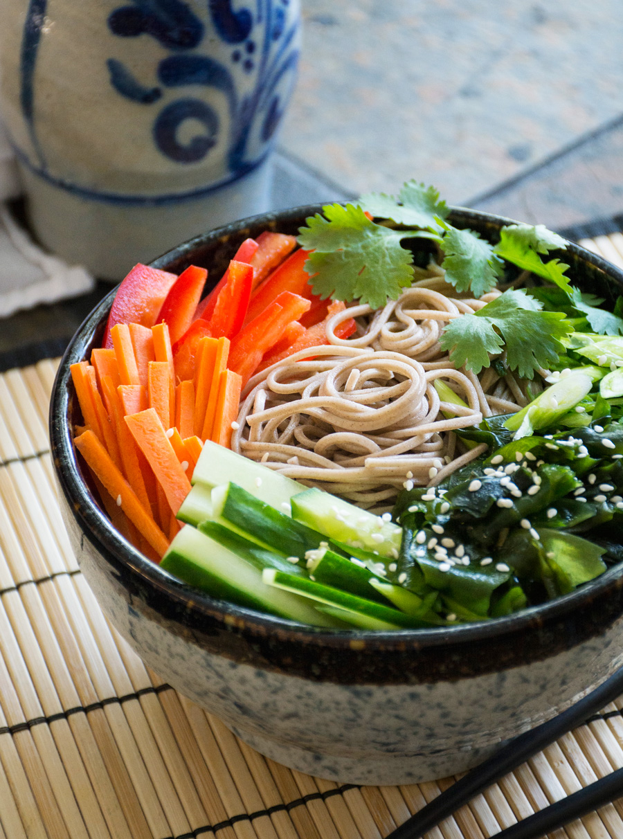 Chilled Soba Noodle Salad With Chili Oil Vinaigrette And Fresh Veggies