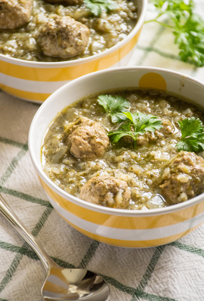 Chervil Soup with Meatballs