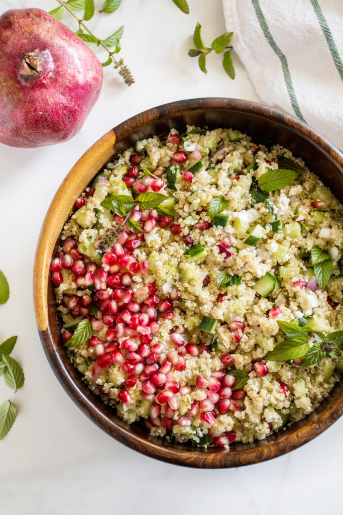 Quinoa Salad With Pomegranate, Feta & Mint